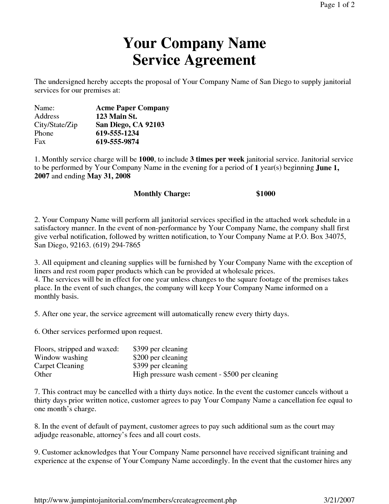 Server Build Document Template - loptecigar For commercial cleaning service agreement template